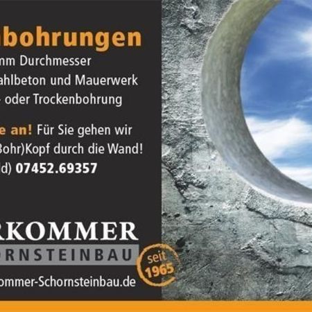 Zeitungsanzeige, Kernlochbohrungen von Herkommer Schornsteinbau